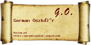 German Oszkár névjegykártya